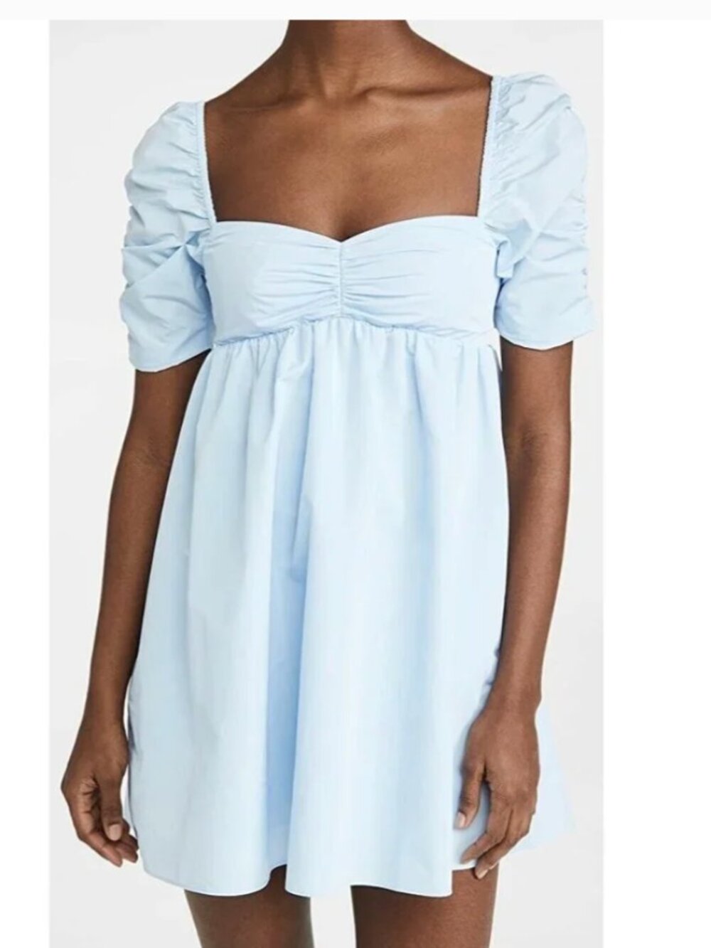 Amanda Uprichard Babydoll Mini Dress Puff Sleeve Romantic Baby Blue Sz Small